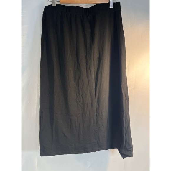 HALARA Black Ruched Front Pullon Midi Skirt Sz L Viscose Elastane Slit
Side NWT - Picture 3 of 7